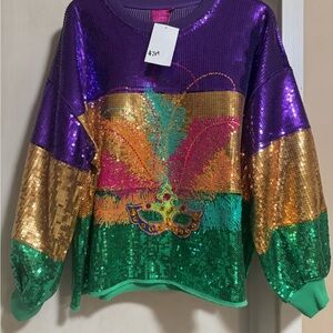 Colorful Sequin Sweater with Mask Design size medium